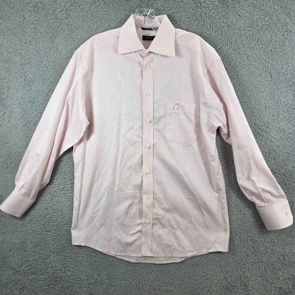 Eton Men's Pink Button Up Long Sleeve Dress Shirt Size 15 1/2 - Picture 1 of 10